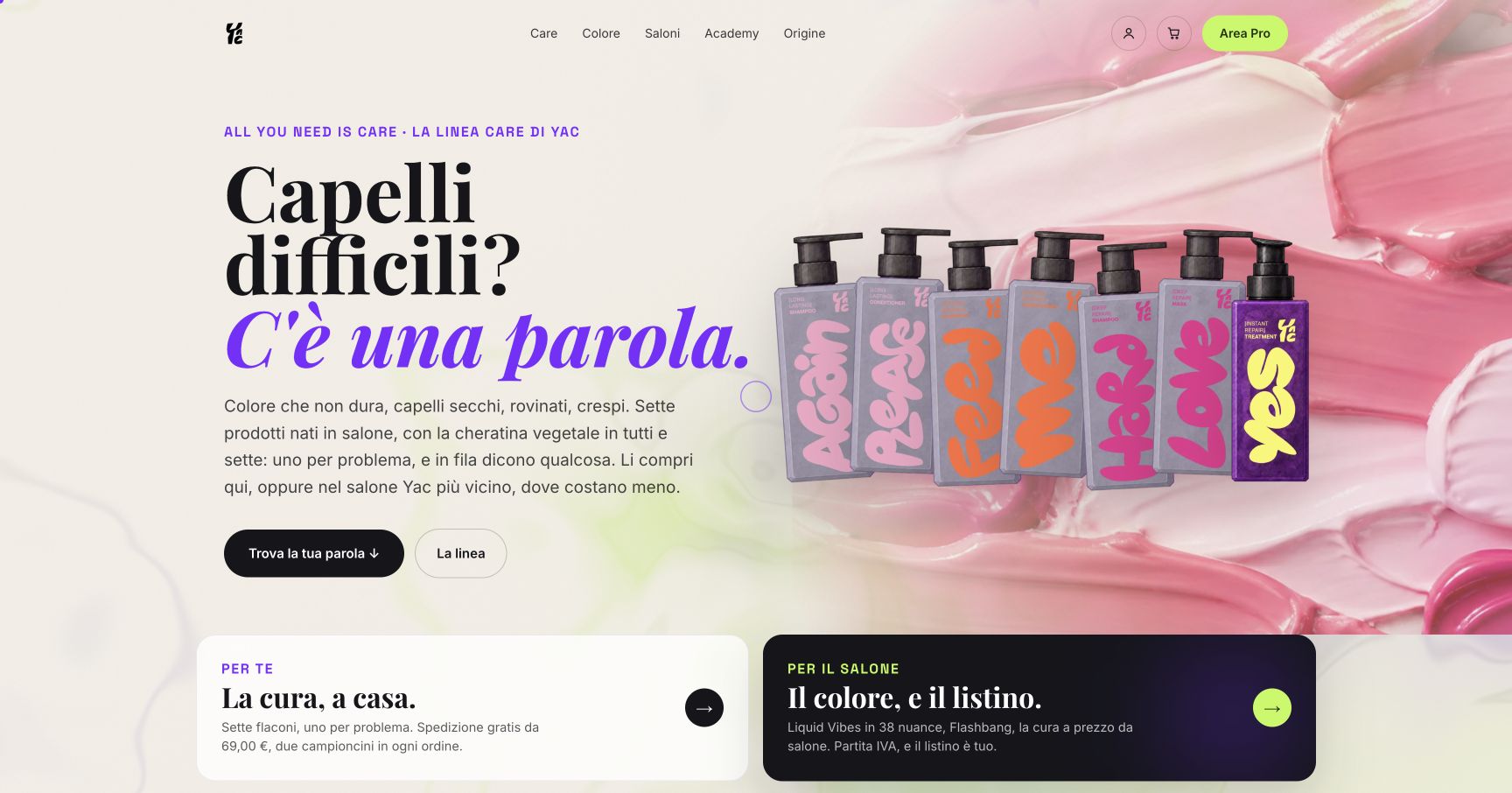 Anteprima del nuovo sito Yac, in aggiornamento